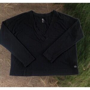 GapFit Breathe Women’s V-Neck Long Sleeve Shirt True Black Size XS